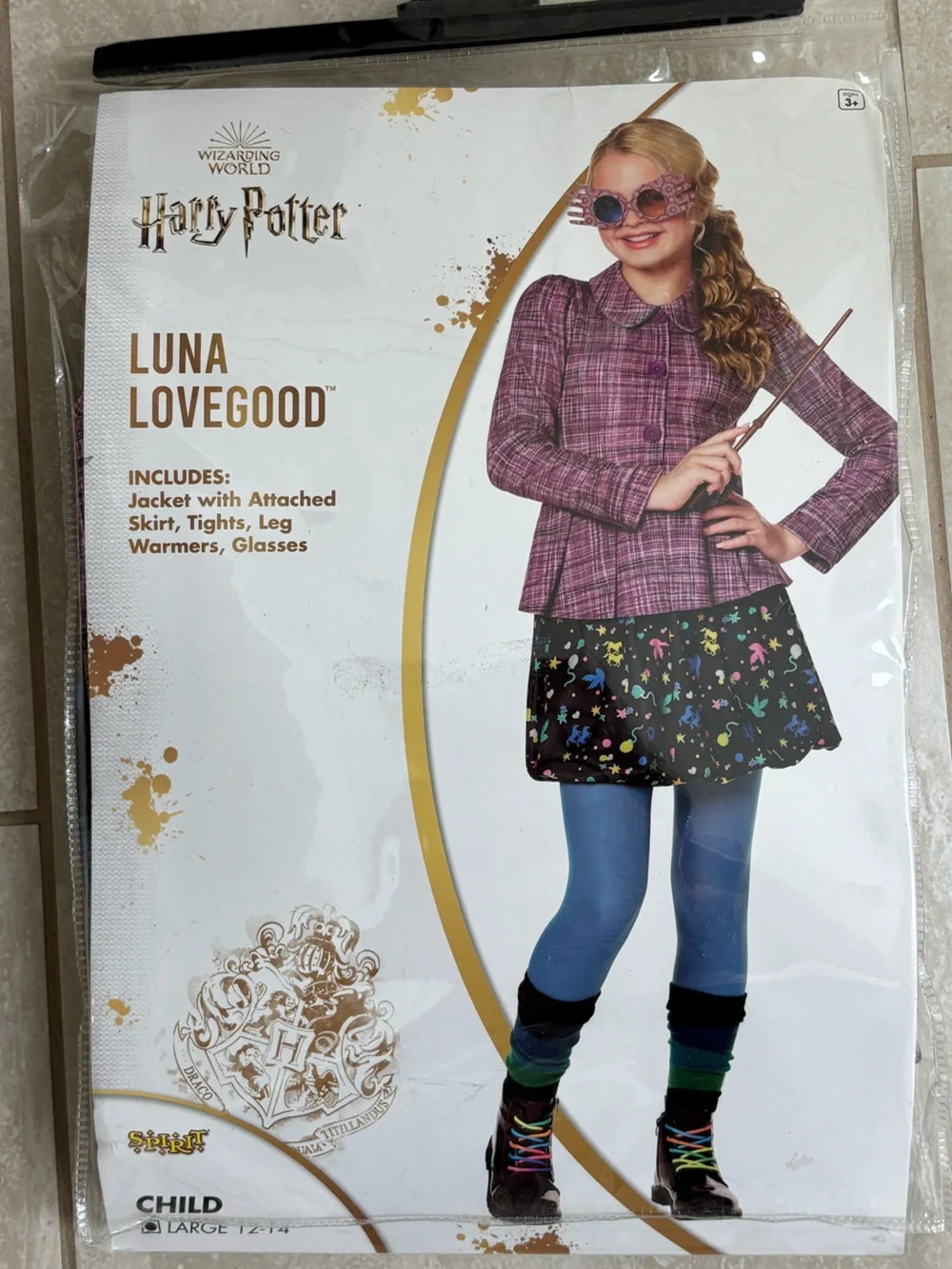 Harry Potter Luna Lovegood Halloween Costume Youth L 12-14 set plus rainbow lace